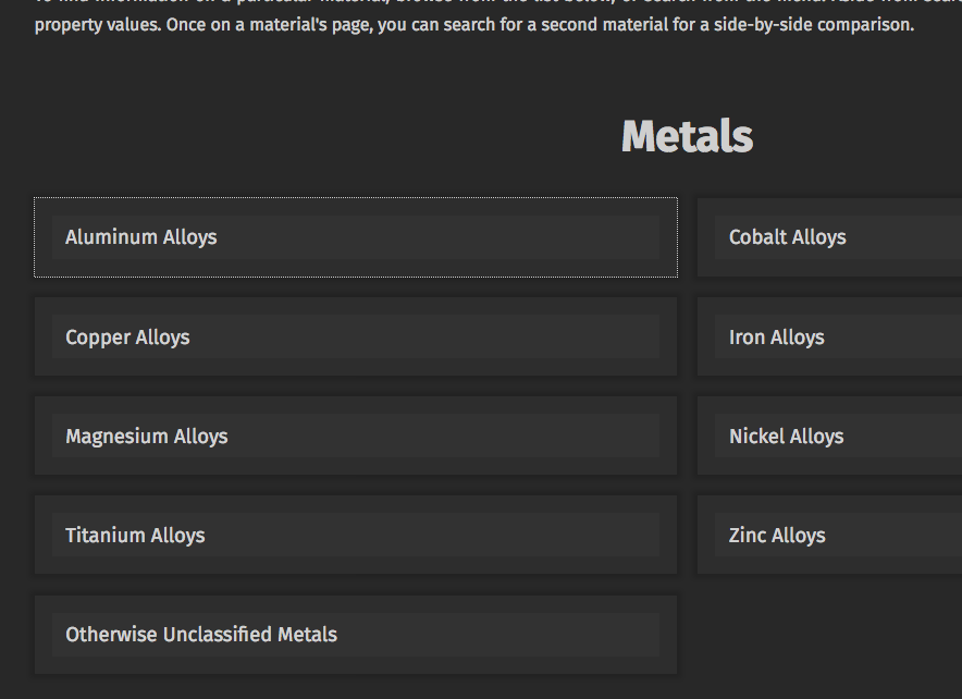 Material Properties Database
